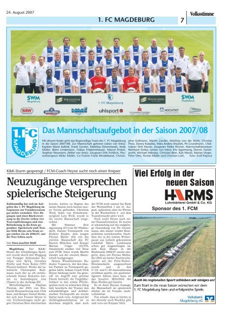 Aufgebot des MFFC in der Saison 2007/08 - Volksstimme