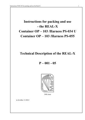 the REAL-X Container OP – 103 /Harness PS-034 U ... - MarS as