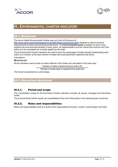Environmental Reporting - Protocol