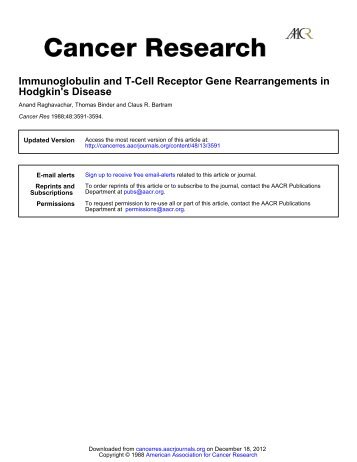 Immunoglobulin and T-Cell Receptor Gene ... - Cancer Research