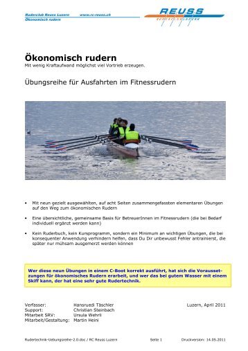 Übungsreihe: Ökonomisch rudern - Ruderclub Reuss Luzern