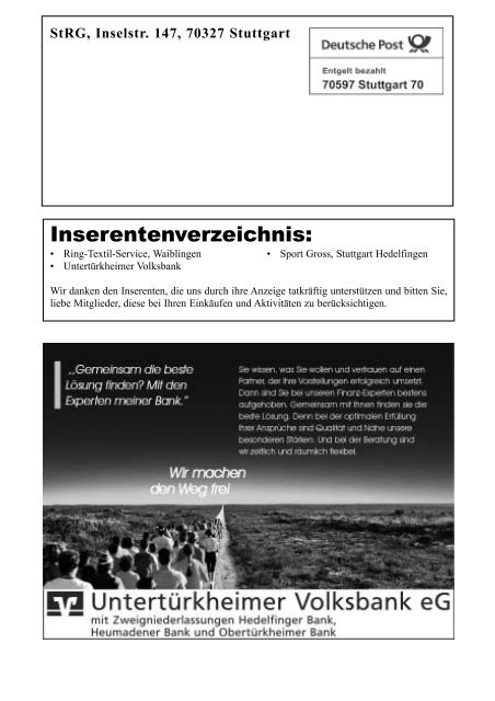 Mitteilungsblatt der Stuttgarter Rudergesellschaft ... - Rudern Online