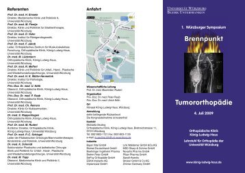 Brennpunkt Tumororthopädie - MCW - Universität Würzburg