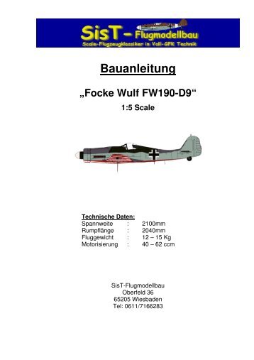 Bauanleitung „Focke Wulf FW190-D9“ 1:5 Scale - Sist-Flugmodellbau