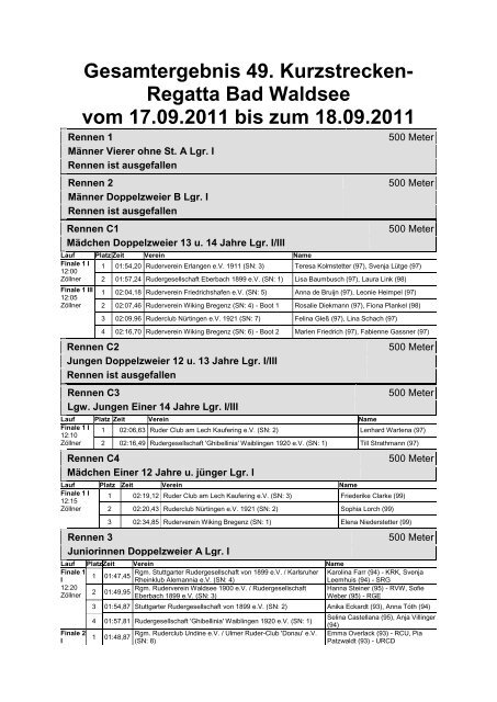 Regatta Bad Waldsee vom 17.09.2011 bis zum ... - derWALDSEEer