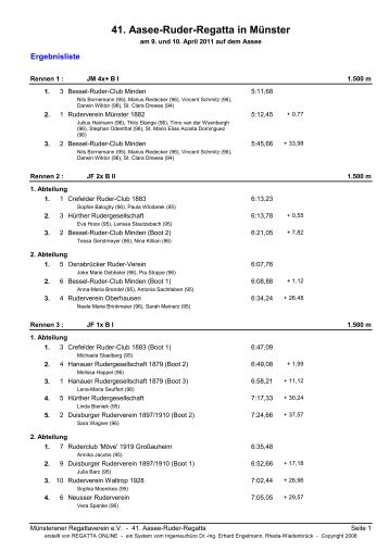 41. Aasee-Ruder-Regatta in Münster - Ruderverein Oberhausen eV