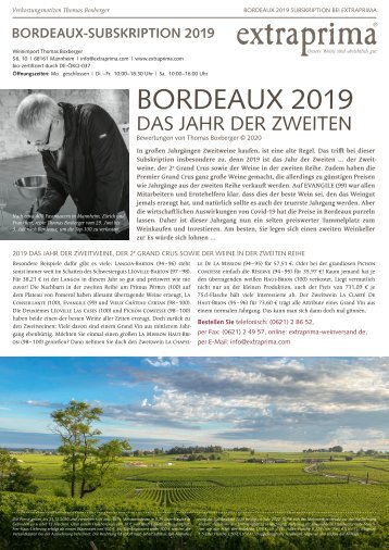 Extraprima Bordeaux 2019 Subskription Offerte