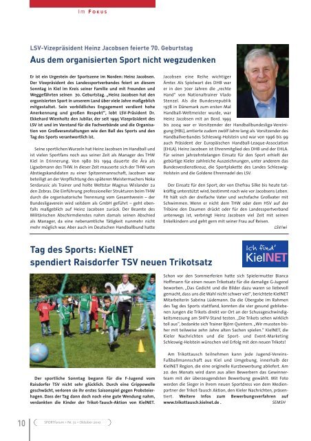 Das Magazin des Landessportverbandes Schleswig-Holstein Für alle ...