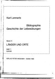 Karl Lennartz Bibliographie Geschichte der Leibesübungen ...