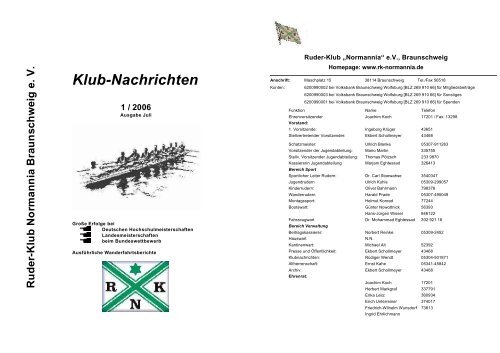 Klub-Nachrichten - Ruder-Klub &quot;Normannia&quot; Braunschweig e.V.
