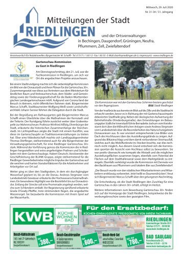 Amtliches Mitteilungsblatt Riedlingen 29.07.2020
