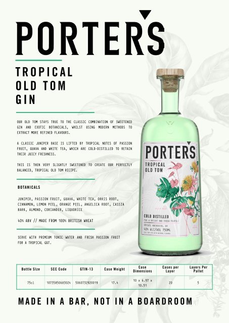 Porter's Topical Old Tom Sales Sheet - US