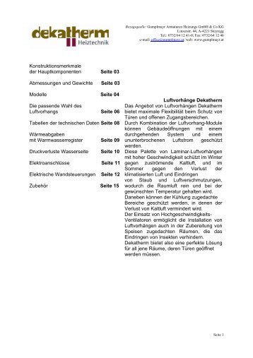 Konstruktionsmerkmale der Hauptkomponenten Seite 03 - dekatherm