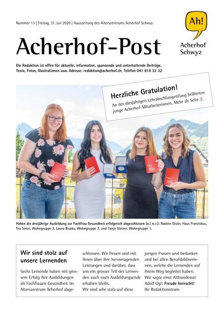 Acherhof-Post Nr. 13 | 31. Juli 2020