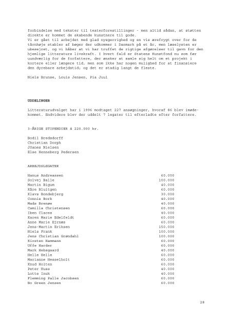 statens kunstfonds beretning 1. januar - 31. december 1996 - Kunst.dk