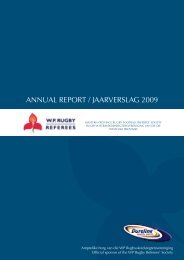 ANNUAL REPORT / JAARVERSLAG 2009 - WP Rugby Referee