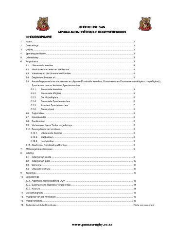 Konstitusie en Huishoudelike reëls _ - Pumasrugby.co.za