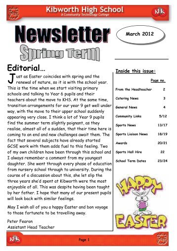 Newsletter (March 2012) - Kibworth High School