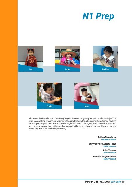 Nursery and Kindergarten Yearbook AY 2019-2020 (Pracha Uthit campus)