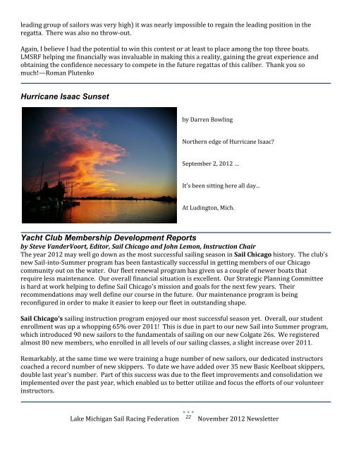 Lake Michigan SuRF Newsletter - LMSRF