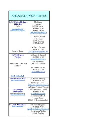 ASSOCIATION SPORTIVES - Thiviers