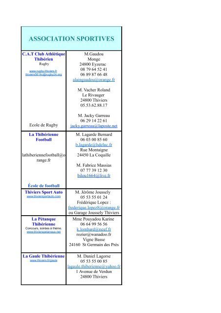 ASSOCIATION SPORTIVES - Thiviers