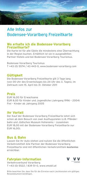 Alle Infos zur Bodensee Vorarlberg Freizeitkarte - Hotel Deutschmann