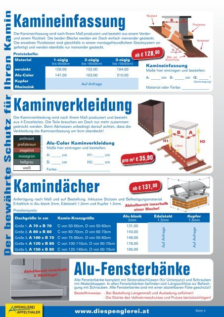 Der Fachbetrieb für Profis und Heimwerker! - Spenglerei Apfelthaler