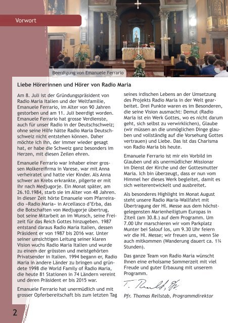 Radio Maria Magazin - August 2020