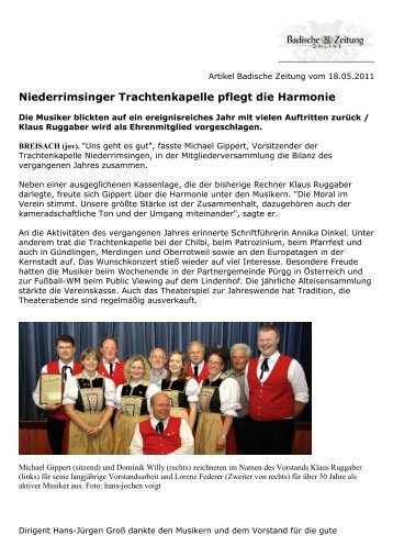 Niederrimsinger Trachtenkapelle pflegt die Harmonie