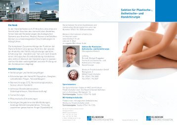 Flyer Plastische Chirurgie - Klinikum Friedrichshafen GmbH