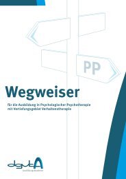 Wegweiser Ausbildung in Psychologischer Psychotherapie - DGVT ...