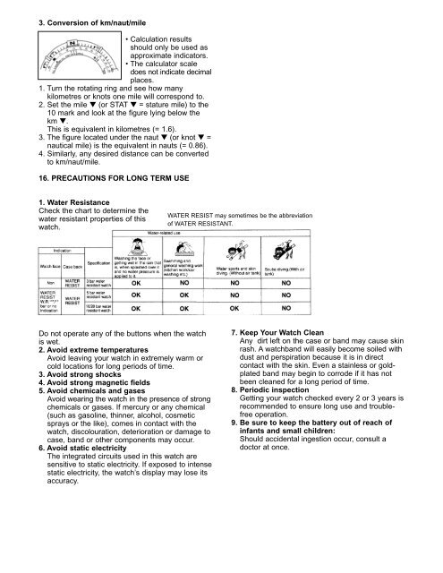 Watch Water Resistance Chart