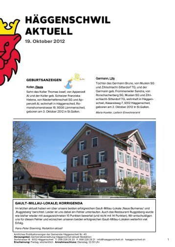 19. Oktober 2012 - Häggenschwil