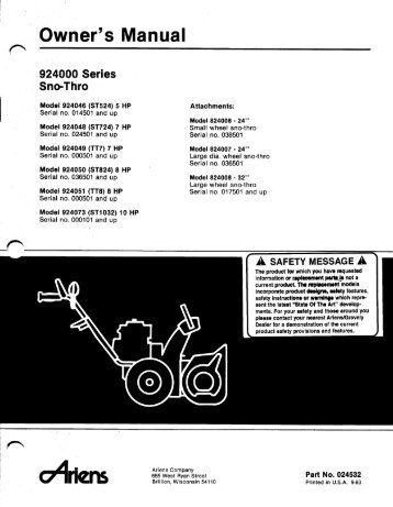 ~Owner's Manual - Ariens