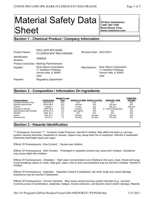 Msds Rust Buster Msds Rust Oleum Paint Products