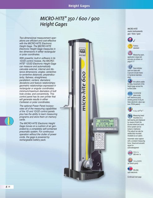 MICRO-HITE® 350 / 600 / 900 Height Gages - Swiss Instruments Ltd