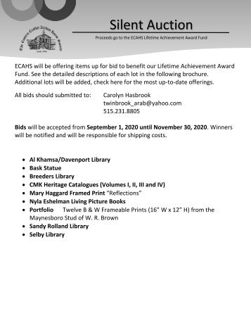 ECAHS 2020 Silent Auction Catalog