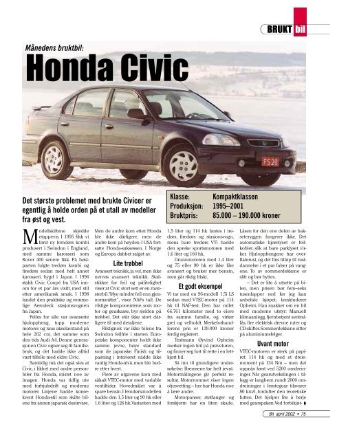 Honda Civic (1995-2001) - BilNorge.no