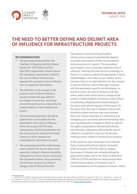 The Need to Better Define and Delimit Area of Influence for Infrastructure Projects