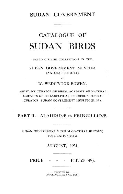 SUDAN BIRDS