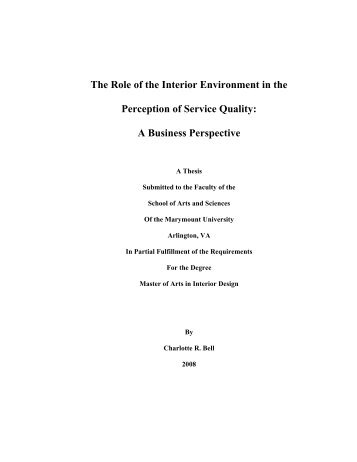 The Role of the Interior Environment in the Perception of Service ...