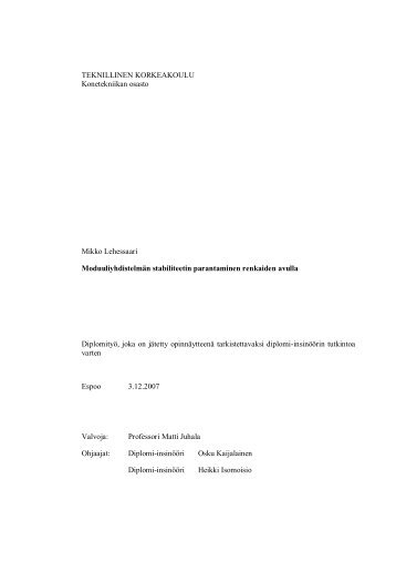 Moduuliyhdistelmän stabiliteetin parantaminen renkaiden ... - Motiva