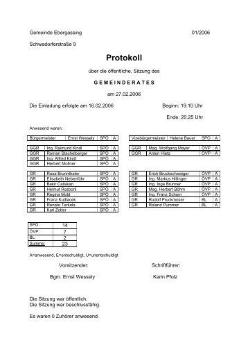 Protokoll - Ebergassing