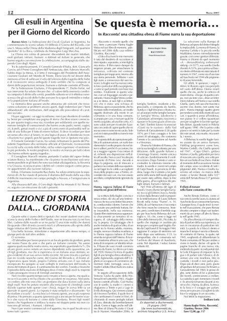 Il numero di Marzo 2007 - Associazione Nazionale Venezia Giulia e ...