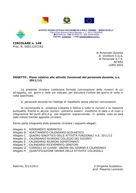 Circolare N 148 Prot N 00011247a3 Mario Rutelli