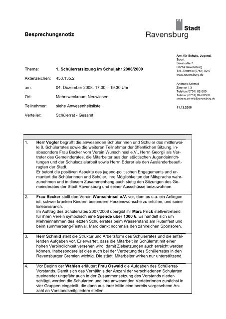 Besprechungsnotiz - Stadt Ravensburg | Startseite