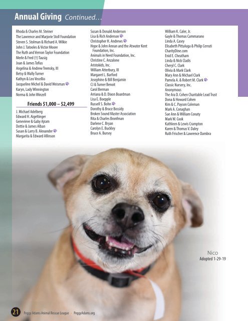 Peggy Adams Animal Rescue League 2019 Annual Report