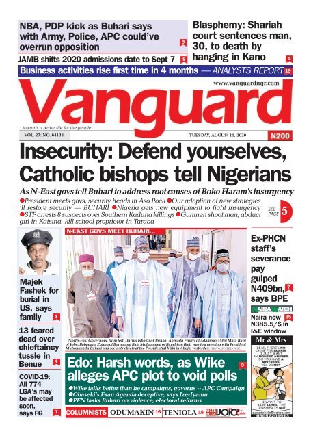 11082020 - Insecurity: Defend yourselves, Catholic bishops tell Nigerians