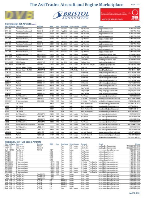 The AviTrader Aircraft and Engine Marketplace